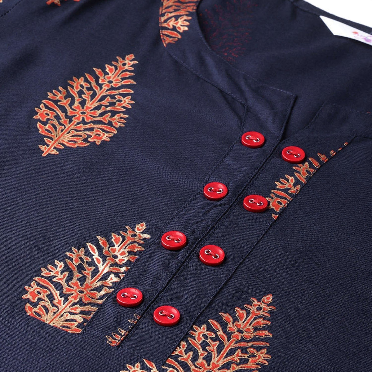 Women Navy Blue Cotton Printed Dress by Vartalaap (1 Pc Set)