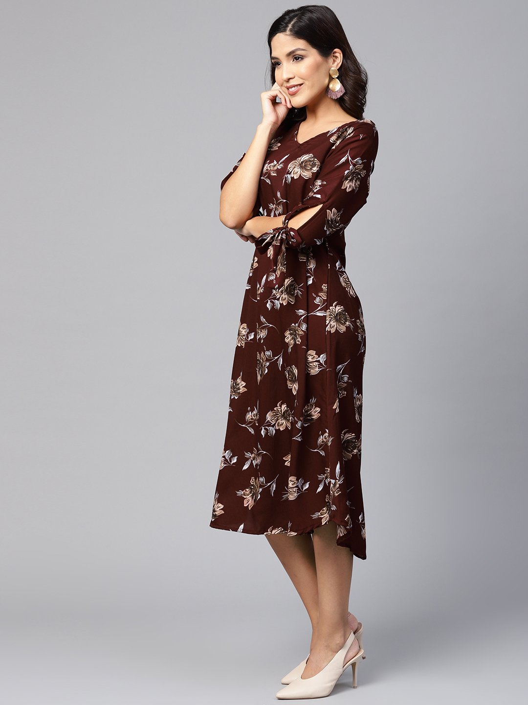 Women Maroon Printed Dress by Vartalaap (1 Pc Set)