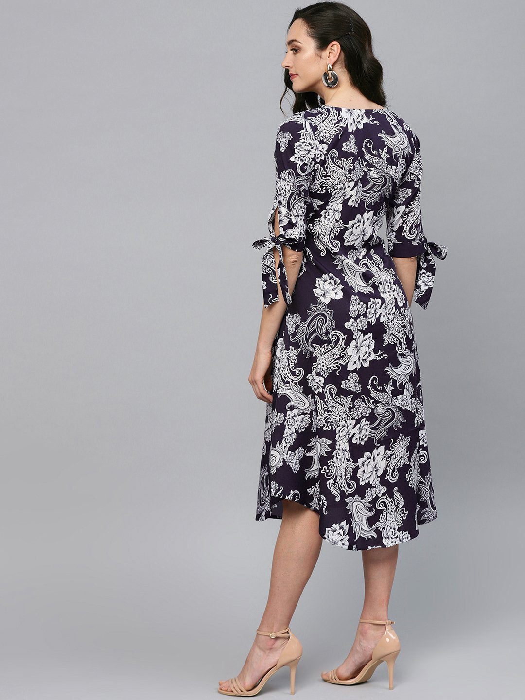 Women Navy Blue Printed Dress by Vartalaap (1 Pc Set)