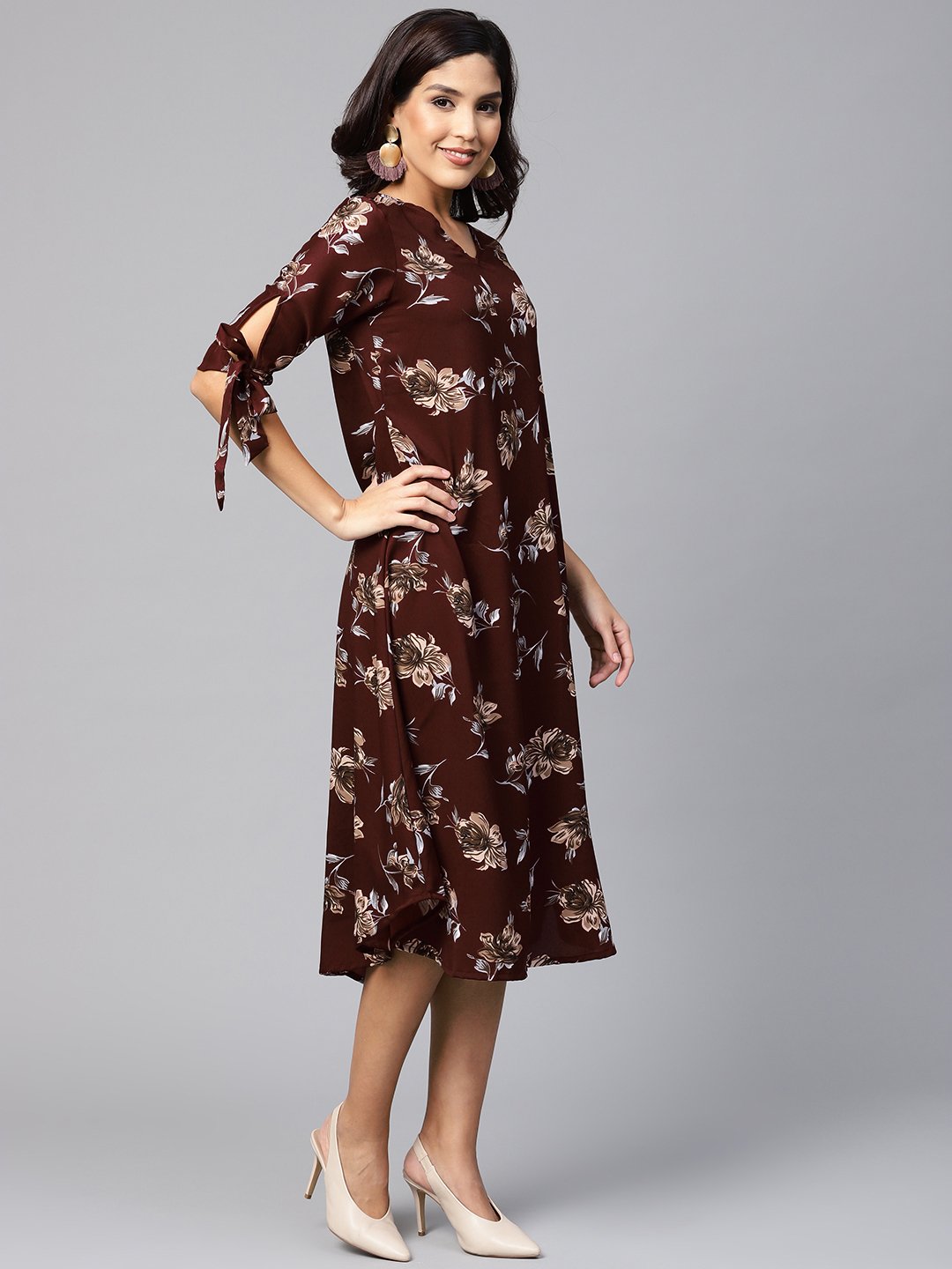 Women Maroon Printed Dress by Vartalaap (1 Pc Set)