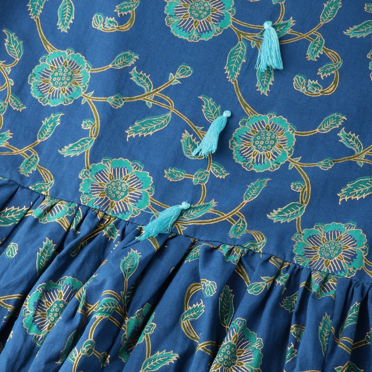 Women Blue Cotton Printed Dress by Vartalaap (1 Pc Set)